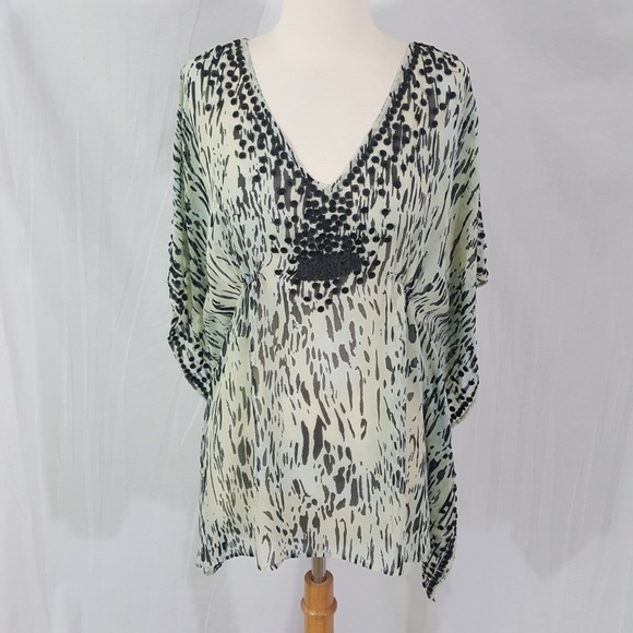 Planet Chiffon Caftan Poncho Tunic Top 10 - Picture 2 of 5